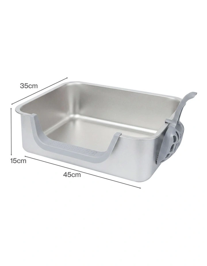 Pawz Stainless Steel Cat Litter Box Low Entry Tray Non-Stick Easy to Clean image 3