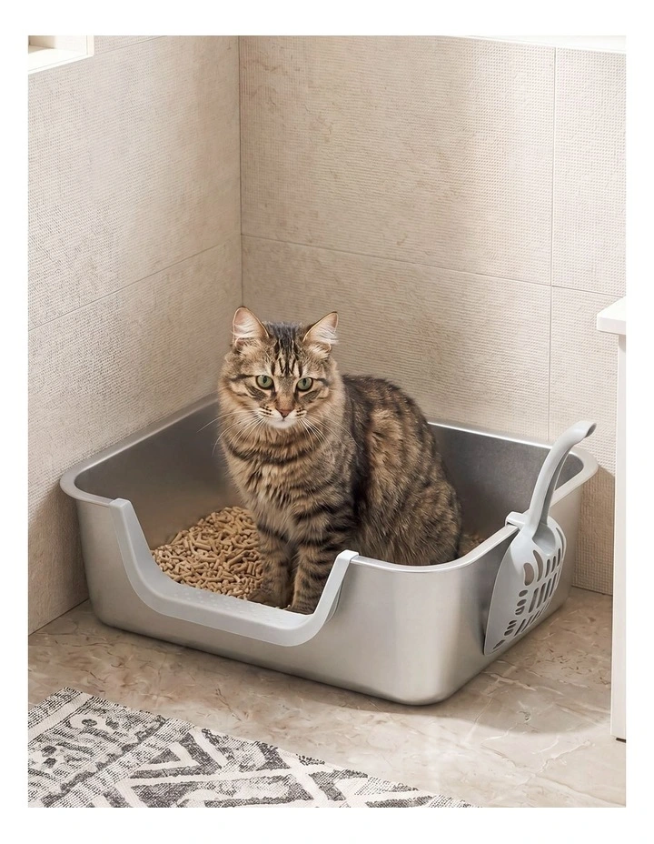 Pawz Stainless Steel Cat Litter Box Low Entry Tray Non-Stick Easy to Clean image 7