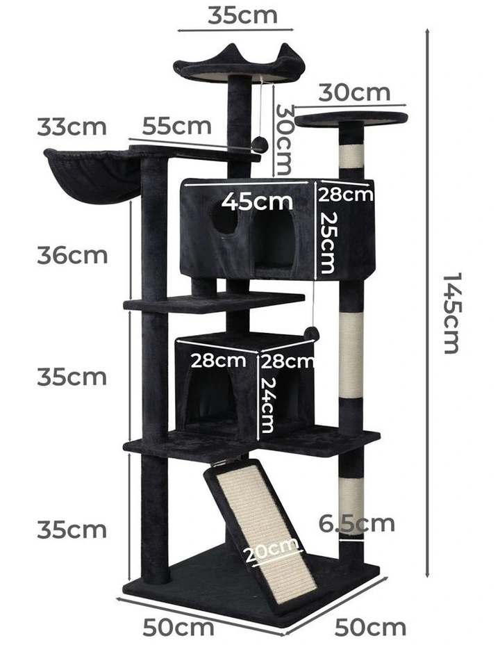 Pawz Cat Tree Tower Scratching Post Climbing House Bed 145cm image 3