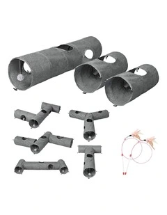 Pawz Large Cat Tunnels 3 Pcs Modular Foldable Linen Tube