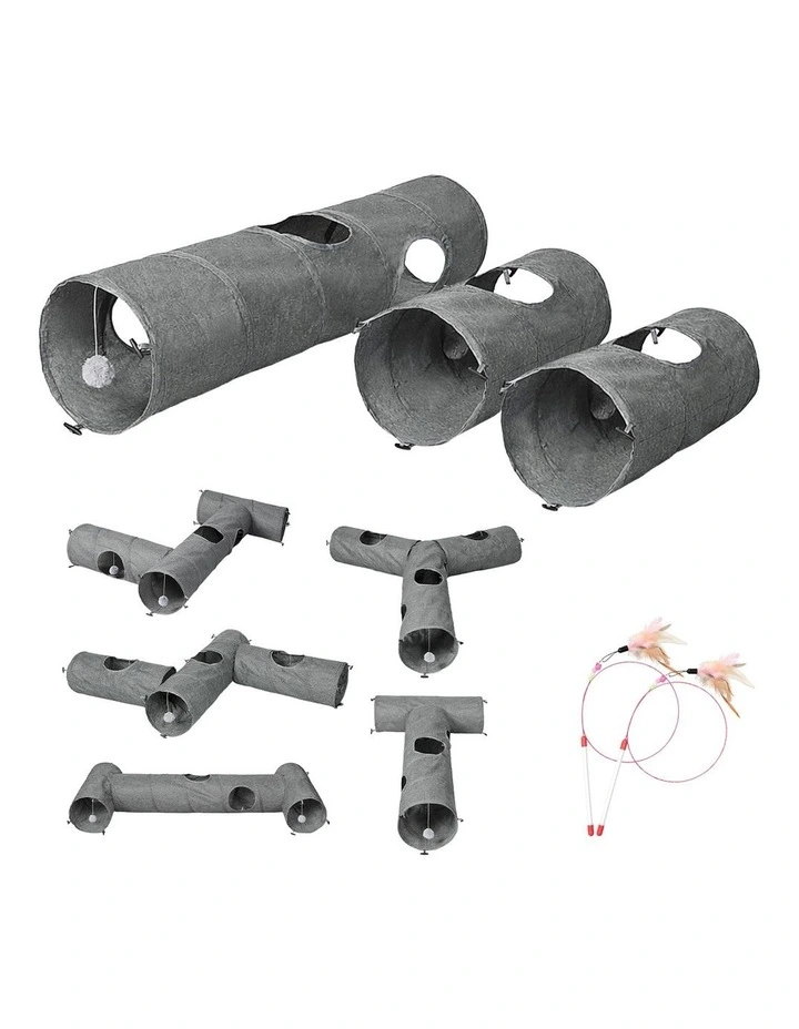Pawz Large Cat Tunnels 3 Pcs Modular Foldable Linen Tube image 1