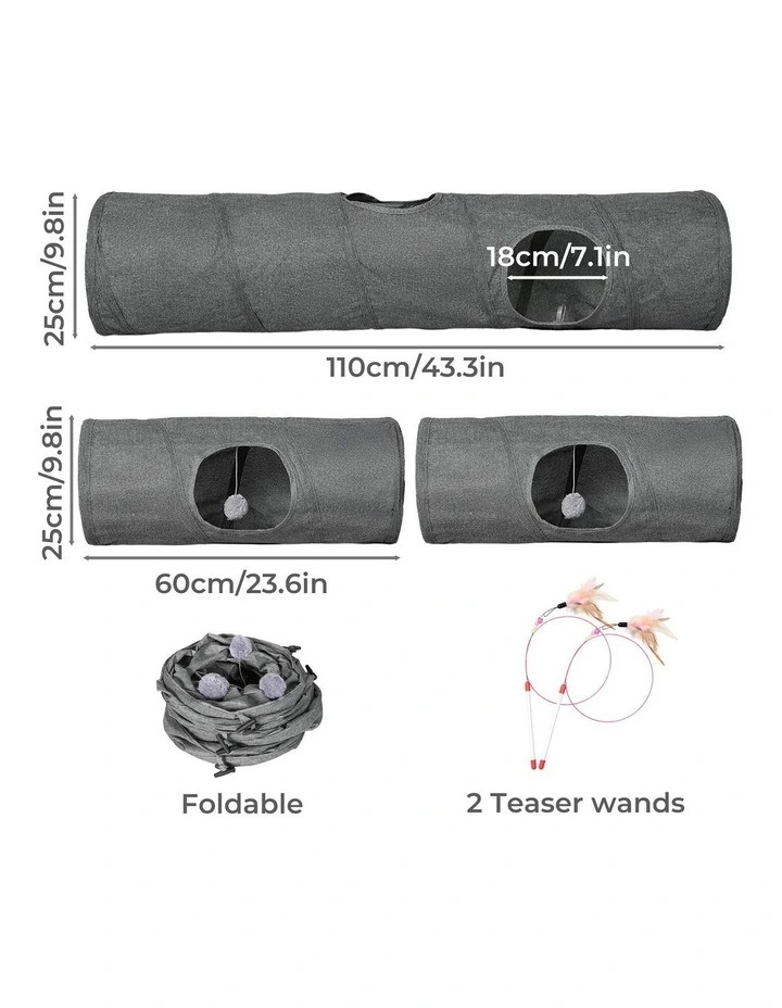 Pawz Large Cat Tunnels 3 Pcs Modular Foldable Linen Tube image 3