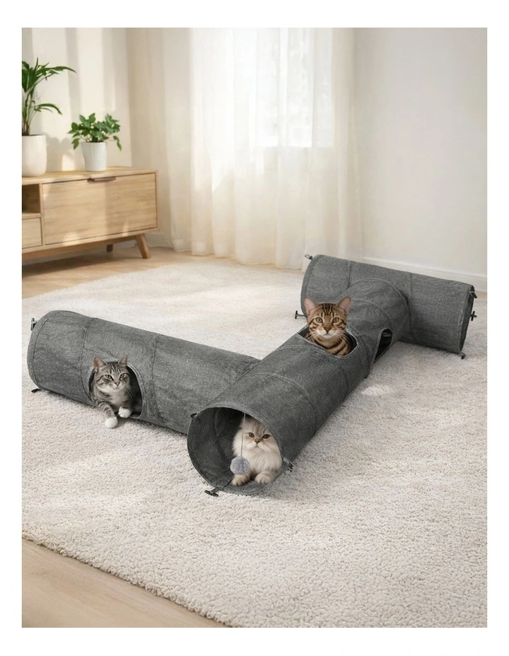 Pawz Large Cat Tunnels 3 Pcs Modular Foldable Linen Tube image 7