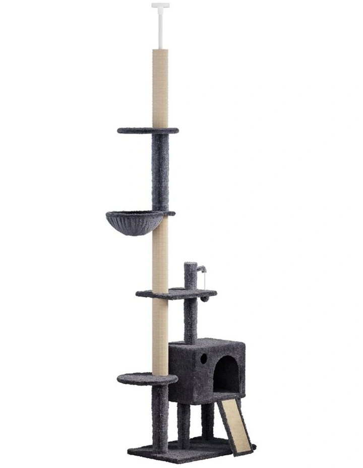 Pawz Cat Tree Wood Scratching Post Hammock Floor-to-Ceiling image 2