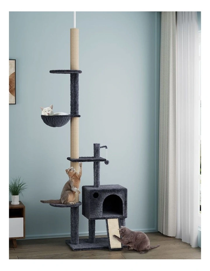 Pawz Cat Tree Wood Scratching Post Hammock Floor-to-Ceiling image 7