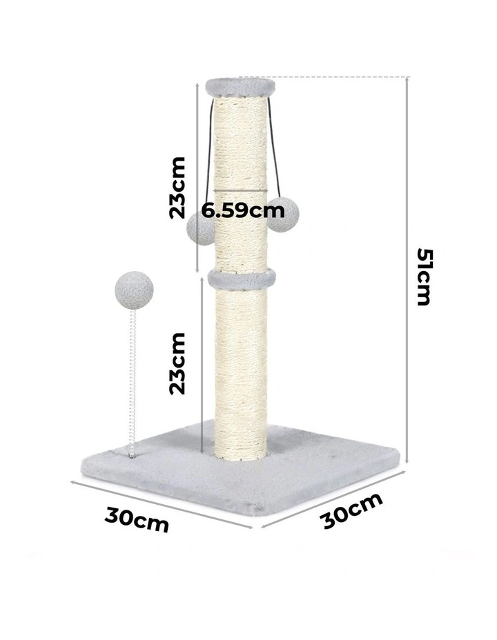 Pawz Cat Scratcher Tower Natural Sisal Kitten 3 Ball Toys 51cm image 3