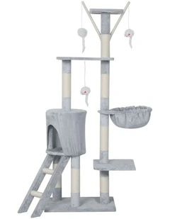 Pawz Cat Tree Tower Scratching Post Climbing House Bed Grey 143cm