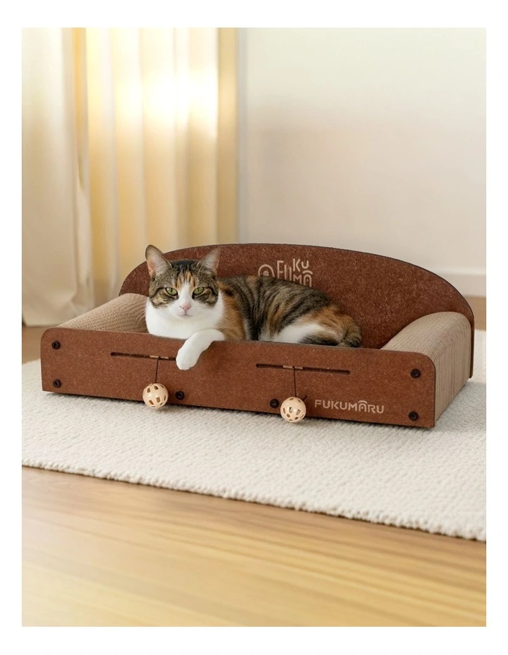 Pawz Cat Scratcher Board Corrugated Cardboard Bed 2 Balls image 7