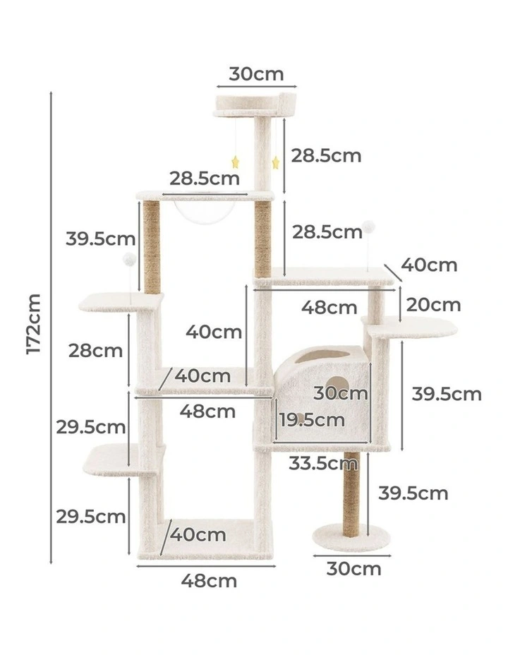 Pawz Cat Tree Tower Large Cat Condo Scratching Post 172cm image 3