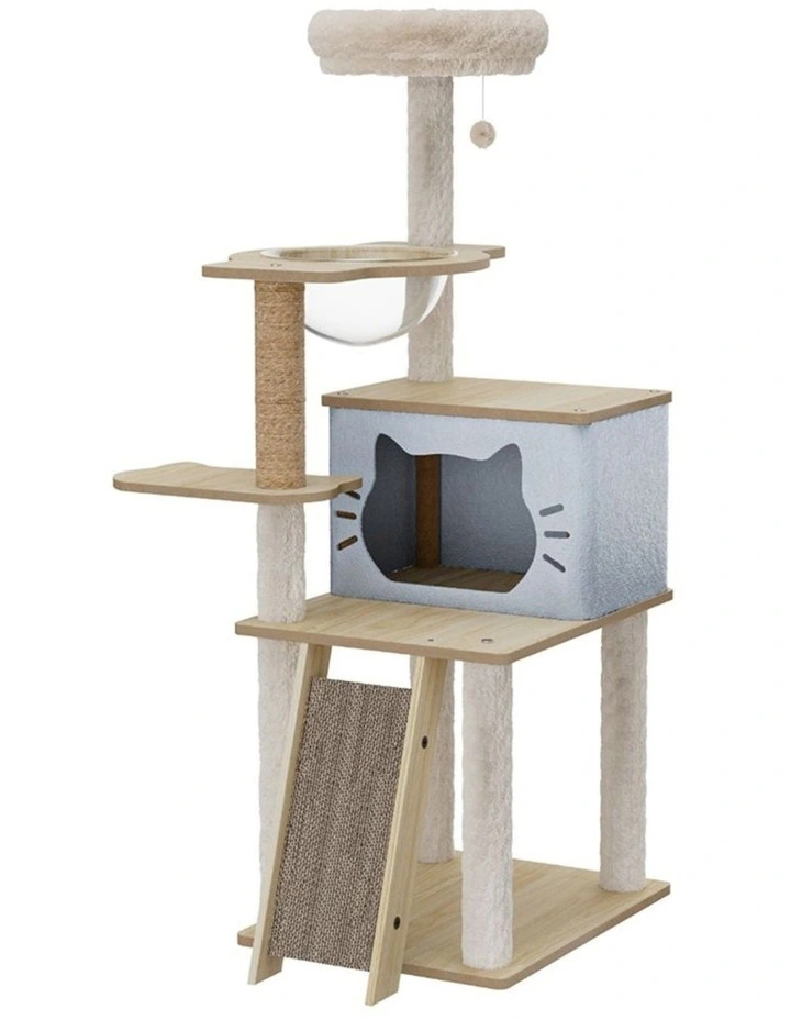 Pawz Cat Tree Tower Wood Scratching Post Condo 120cm image 1