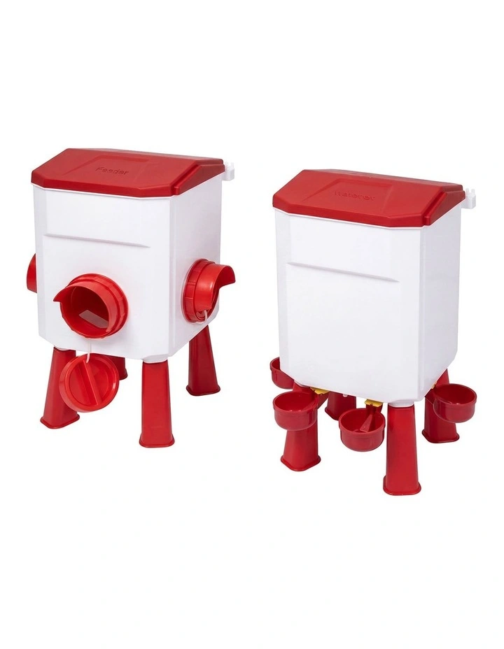 Pawz Auto Chicken Feeder and Waterer Set 12kg 11L Gravity Food Water Dispenser image 1