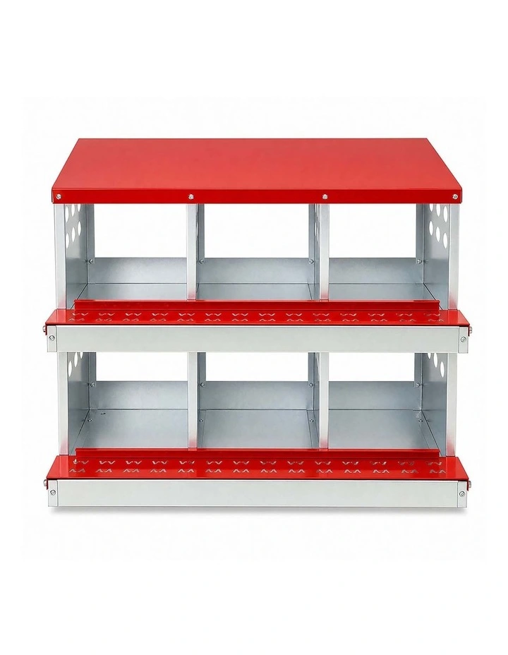 Pawz Chicken Nesting Box 6 Hole 2-Tier Roll Away Egg Collection Galvanized Coop image 2