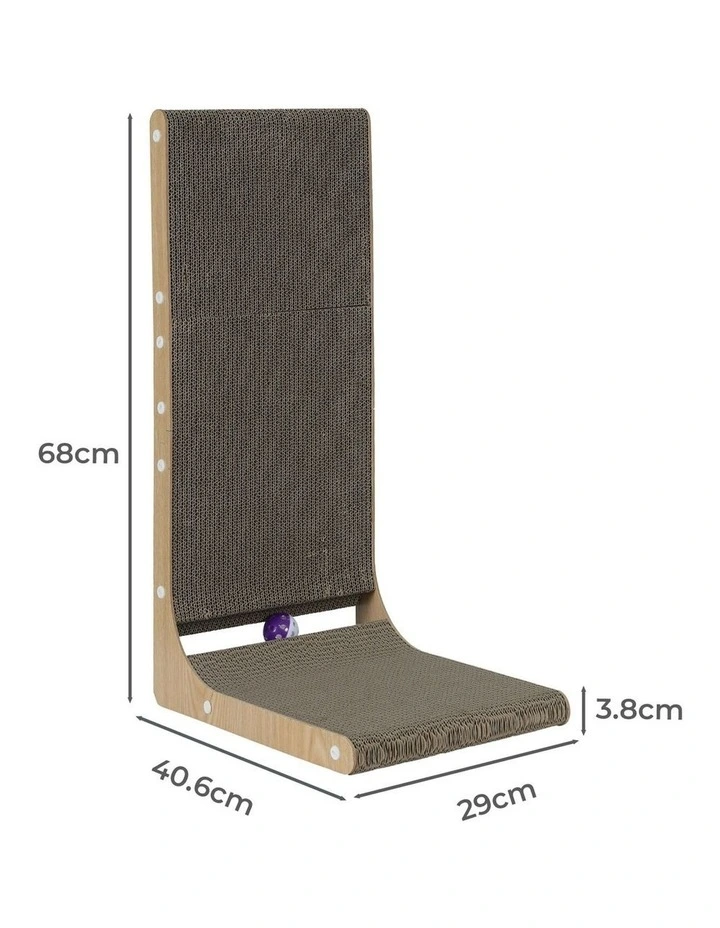 Pawz Cat Scratcher Board Bed L-Shaped Cardboard Toy 68cm image 3