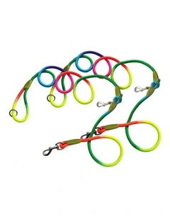 SOGA 2X 220cm Hands Free Double Ended Dog Leash Pet Training Rainbow