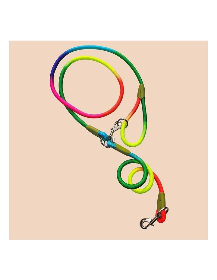 SOGA 2X 220cm Hands Free Double Ended Dog Leash Pet Training Rainbow image 4