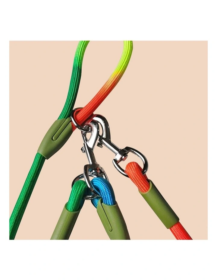 SOGA 2X 220cm Hands Free Double Ended Dog Leash Pet Training Rainbow image 6