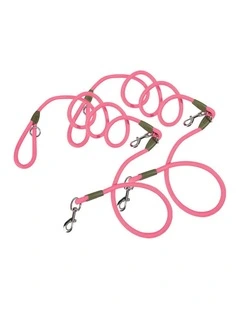 SOGA 2X 220cm Hands Free Double Ended Dog Leash Pet Training Pink