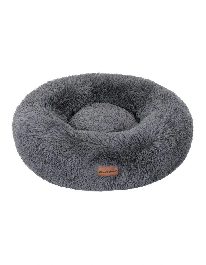 50cm x 50cm Small Calming Plush Pet/Dog Round Bed/Mattress Grey image 2