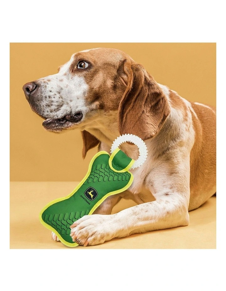 John Deere Licensed Pet Accessories Dog Dental Ring Squeaker Tug Chew Toy image 2