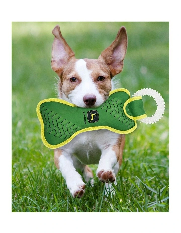 John Deere Licensed Pet Accessories Dog Dental Ring Squeaker Tug Chew Toy image 3