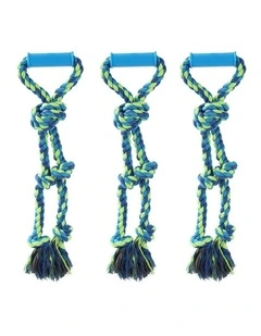 Paws & Claws Twin Knotted Rope Tugger 50cm x3 in Blue