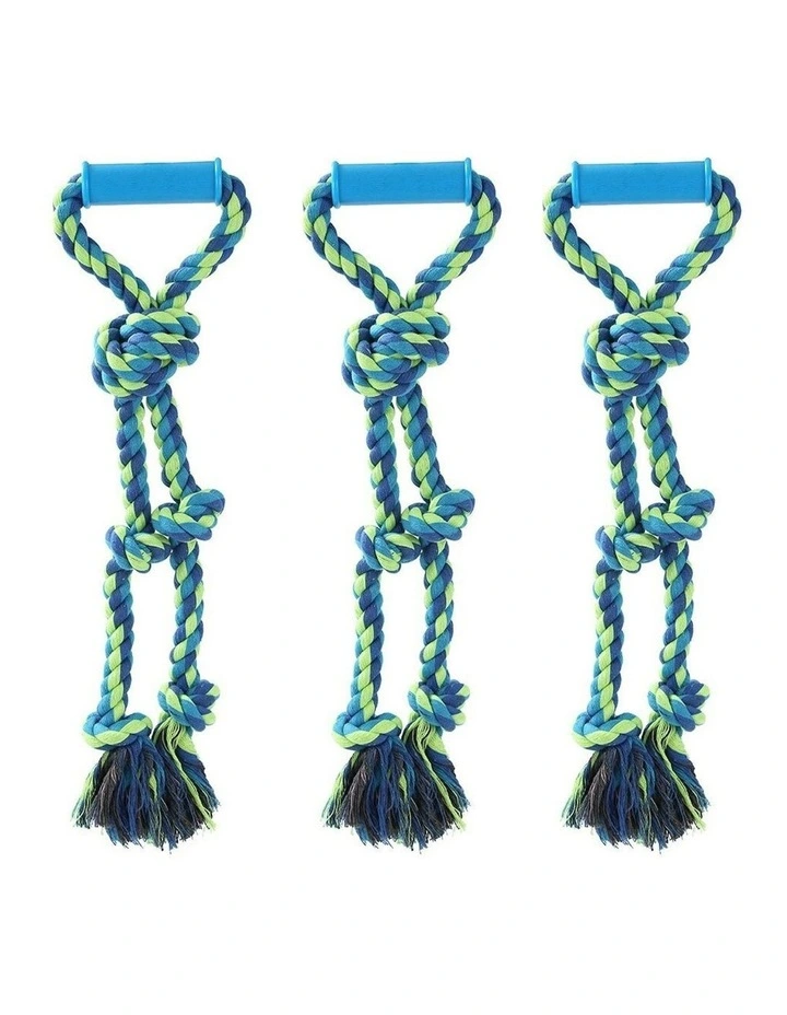Paws & Claws Twin Knotted Rope Tugger 50cm x3 in Blue image 1