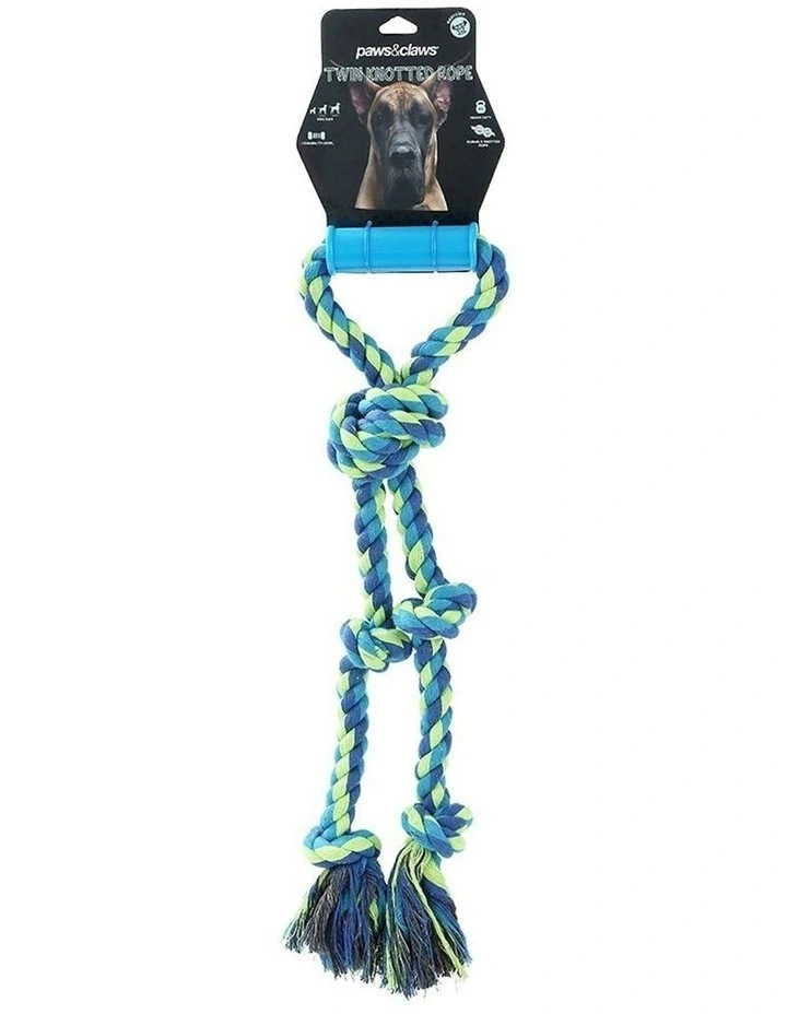 Paws & Claws Twin Knotted Rope Tugger 50cm x3 in Blue image 2