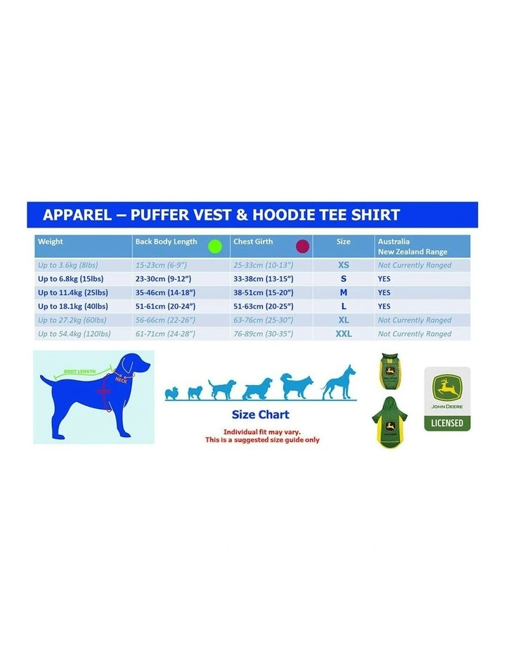 John Deere Pet Accessories Adjustable Water-Resistant Dog Puffer Vest - Large image 6