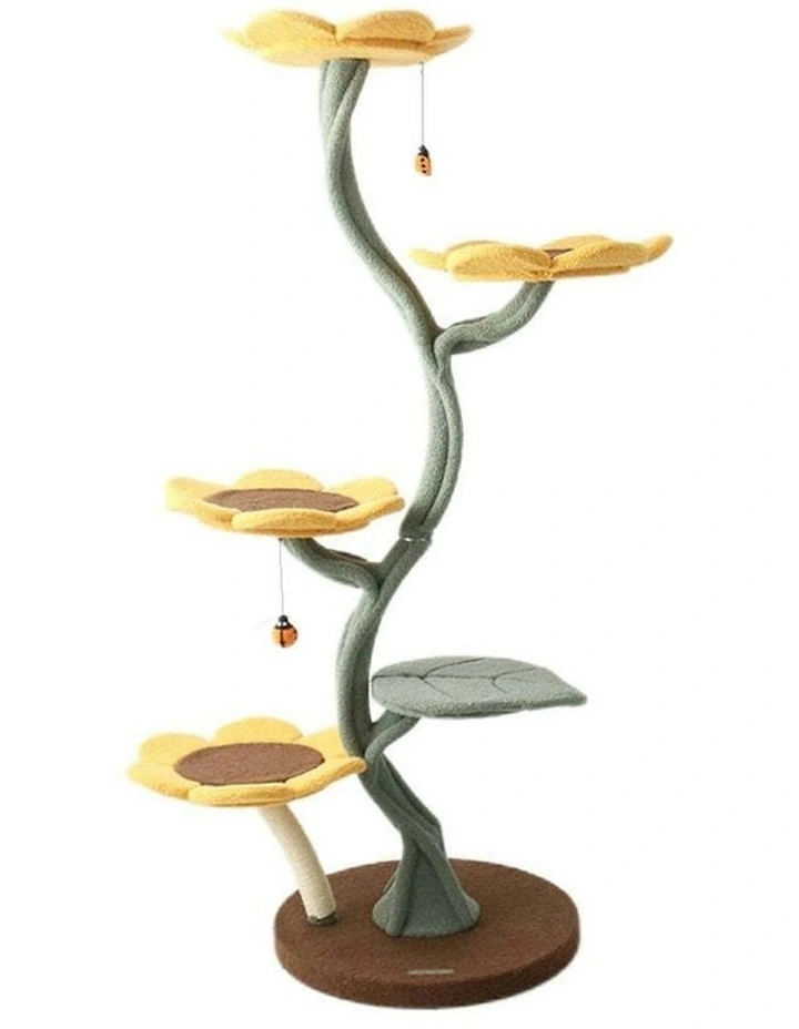 Cmisstree 5-Level Sunflower Pet Cat Scratching Tree Post w/Hanging Toy Scratcher image 1