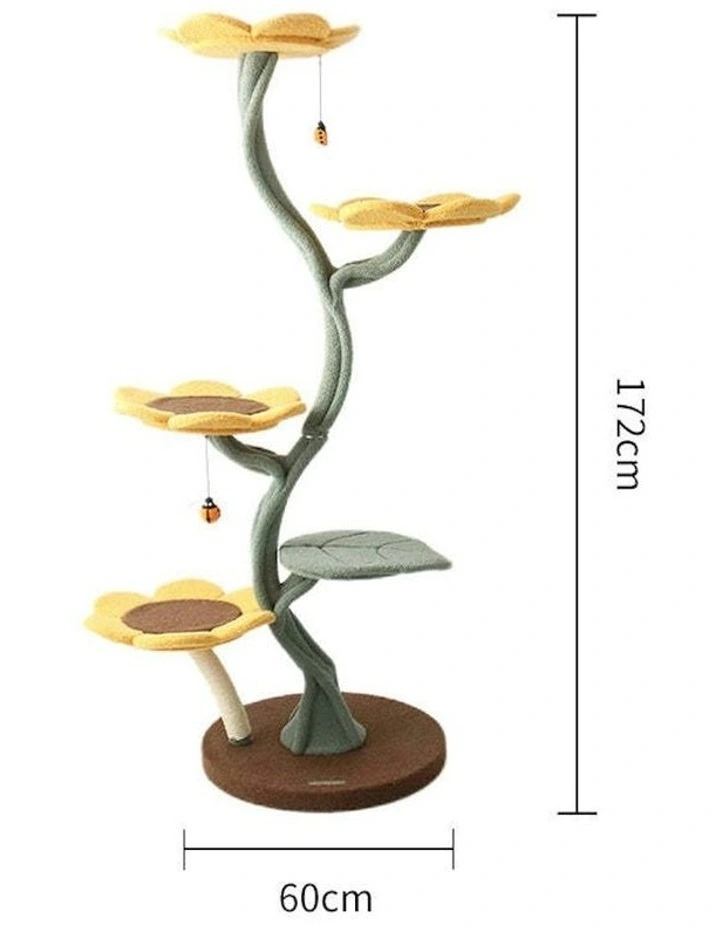 Cmisstree 5-Level Sunflower Pet Cat Scratching Tree Post w/Hanging Toy Scratcher image 2