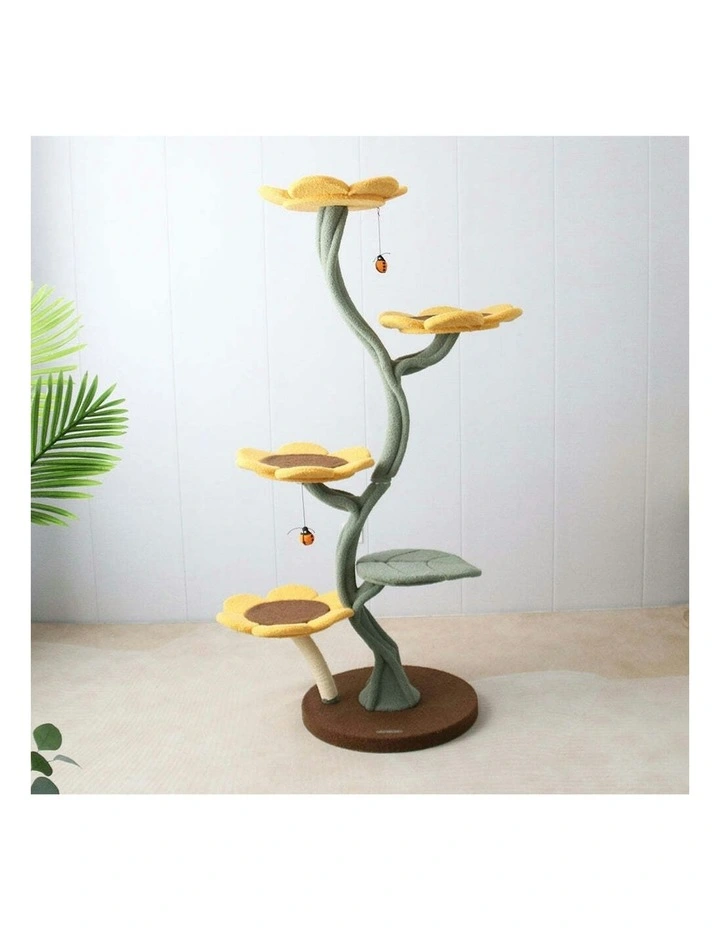 Cmisstree 5-Level Sunflower Pet Cat Scratching Tree Post w/Hanging Toy Scratcher image 3
