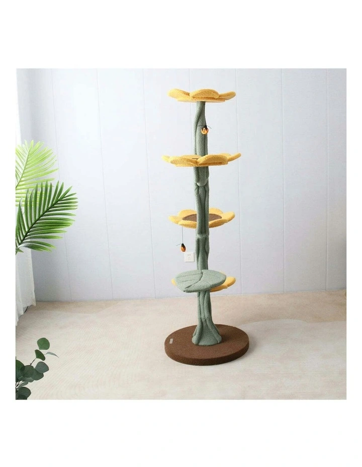 Cmisstree 5-Level Sunflower Pet Cat Scratching Tree Post w/Hanging Toy Scratcher image 4