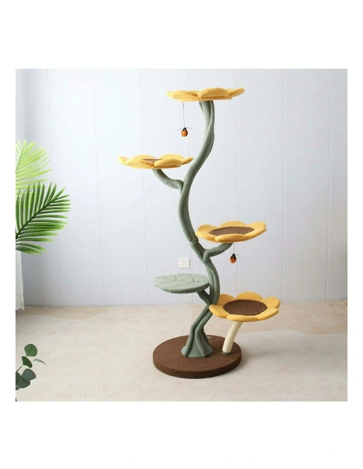Cmisstree 5-Level Sunflower Pet Cat Scratching Tree Post w/Hanging Toy Scratcher image 5