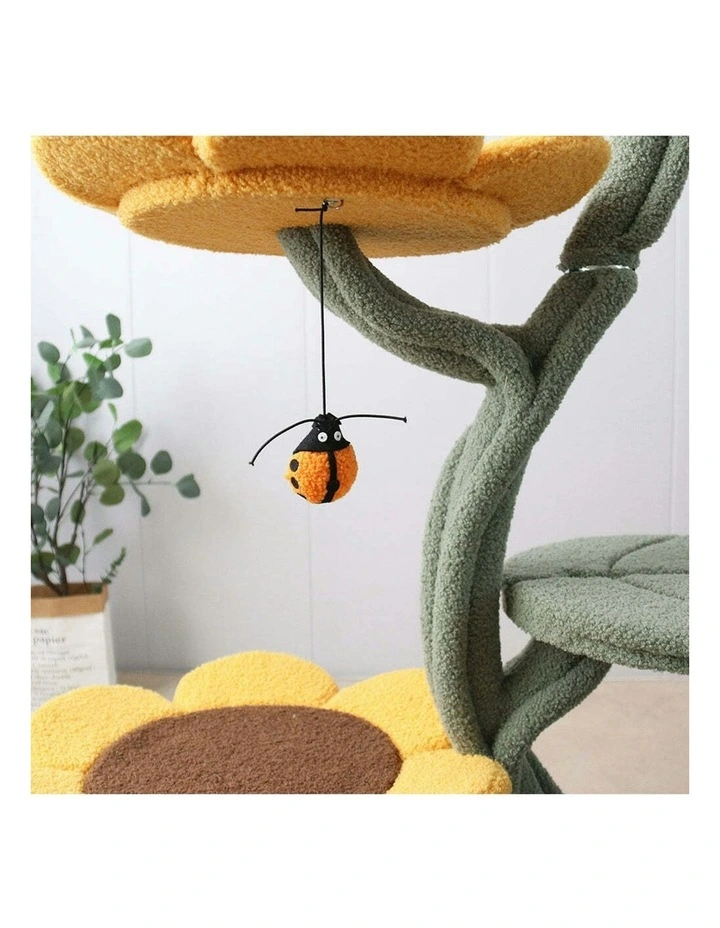 Cmisstree 5-Level Sunflower Pet Cat Scratching Tree Post w/Hanging Toy Scratcher image 6