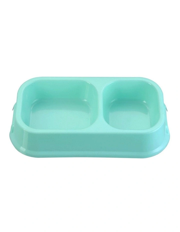 32cm Pets/Dogs Square Essentials Dual Bowl/Dishes/Feeders Assorted image 2