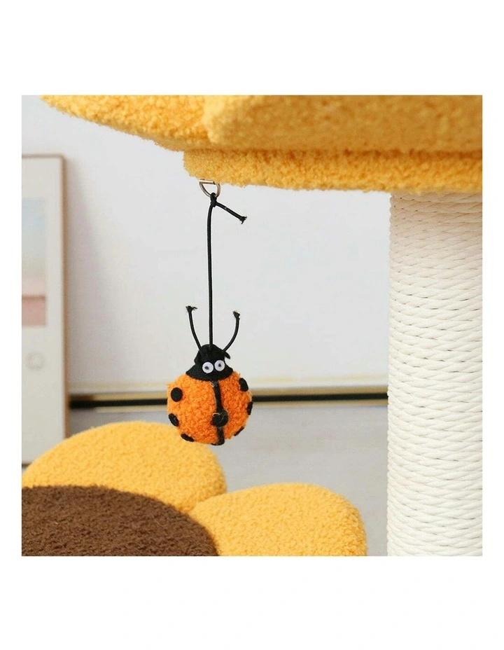 Cmisstree 2-Level Sunflower Pet Cat Scratching Tree Post w/Hanging Toy Scratcher image 5