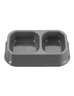 24.5cm Pets/Dogs Square Essentials Dual Bowl/Dishes/Feeders Assort.