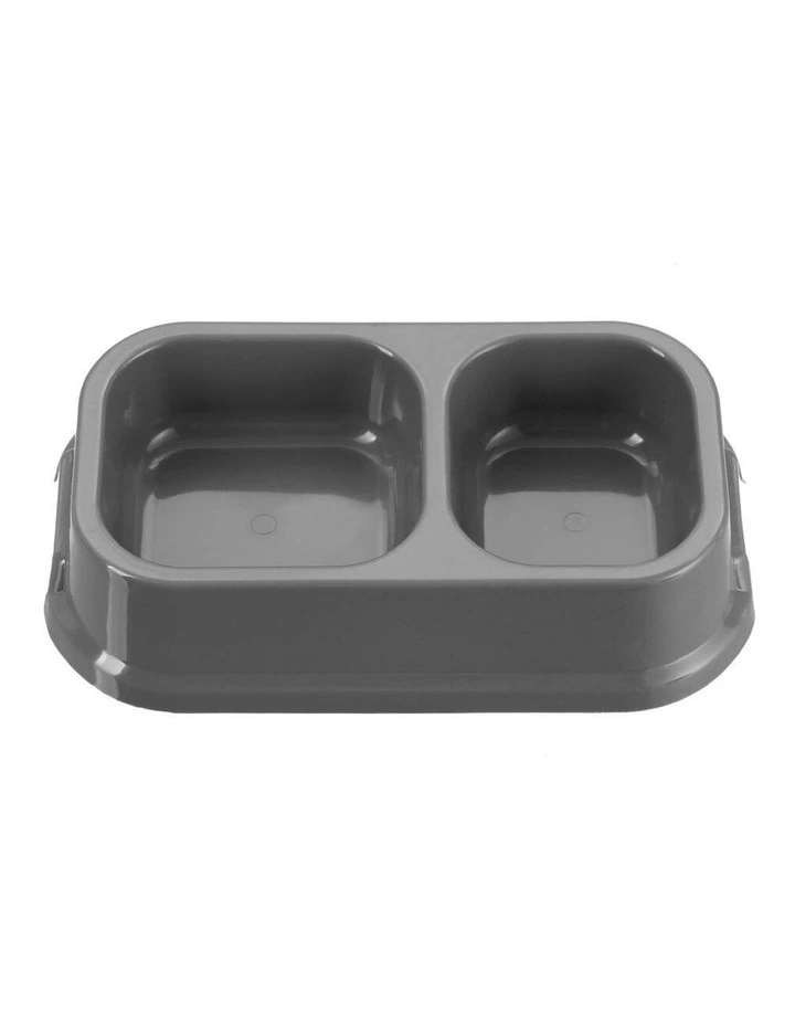 24.5cm Pets/Dogs Square Essentials Dual Bowl/Dishes/Feeders Assort. image 1