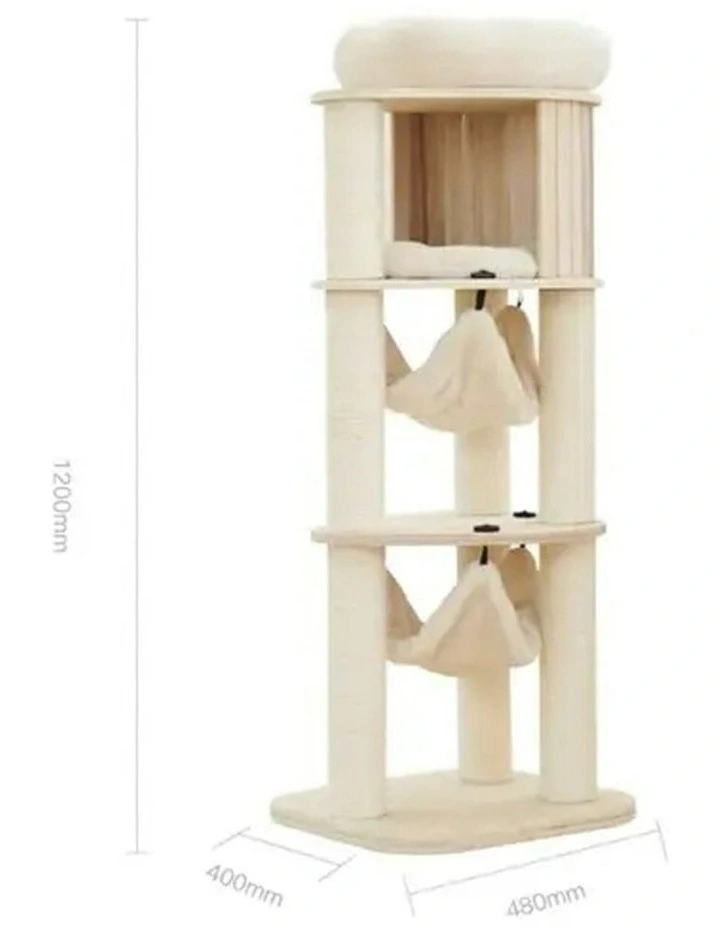 Petsbelle Halfair Solid Wood Sleeping/Scratcher Pet Hideaway Cat Tree Natural image 3