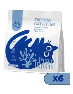 PurrHaven Tapioca Clumping Cat Litter 15kg 6 Pack Dust-Free Flushable Odour Neutraliser