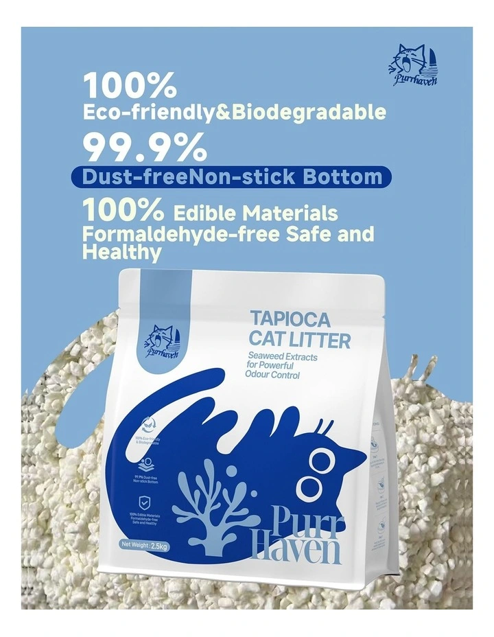 PurrHaven Tapioca Clumping Cat Litter 15kg 6 Pack Dust-Free Flushable Odour Neutraliser image 3