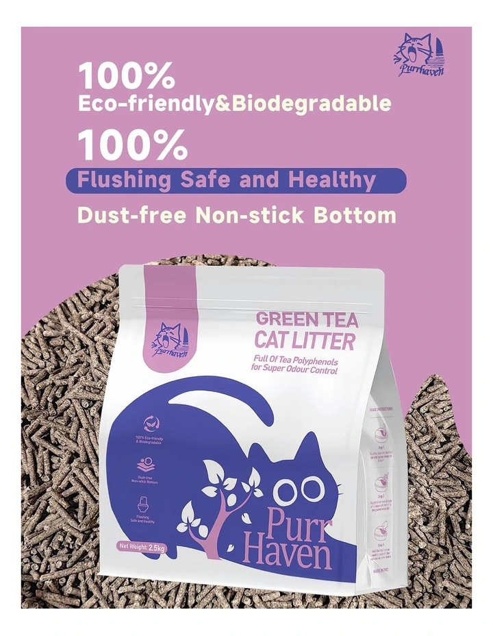 PurrHaven Green Tea Clumping Cat Litter 30kg 12 Pack Dust-Free Flushable Odour Neutraliser image 4