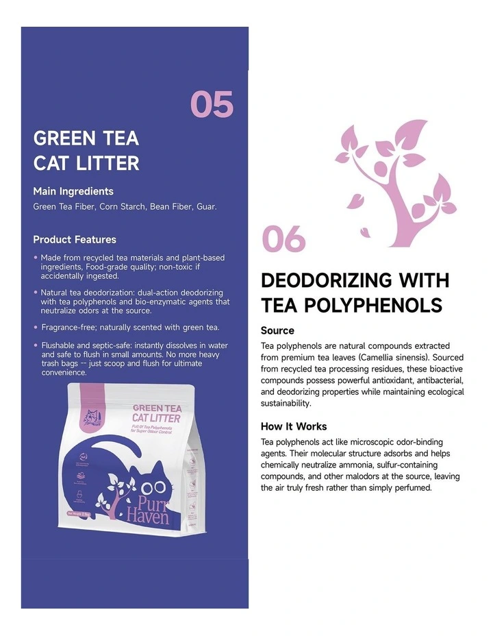 PurrHaven Green Tea Clumping Cat Litter 30kg 12 Pack Dust-Free Flushable Odour Neutraliser image 5