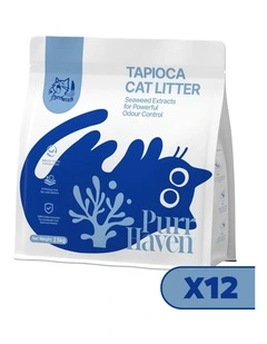 PurrHaven Tapioca Clumping Cat Litter 30kg 12 Pack Dust-Free Plant-Based Odour Neutraliser