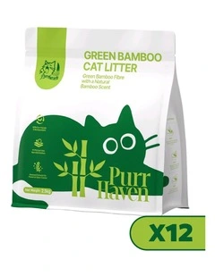 PurrHaven Bamboo Clumping Cat Litter 30kg 12 Pack Dust-Free Flushable Odour Neutraliser