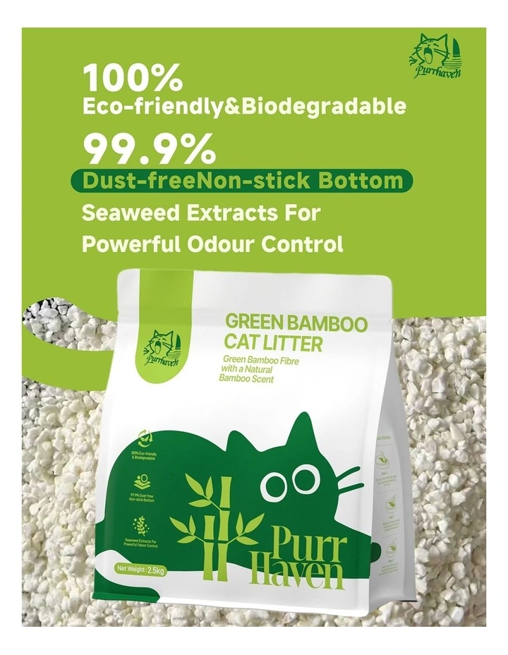 PurrHaven Bamboo Clumping Cat Litter 30kg 12 Pack Dust-Free Flushable Odour Neutraliser image 2