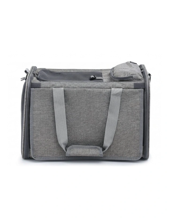 i.Pet Pet Carrier Bag Foldable Dog Cat Durable Crate Travel Cage Portable Car Kennel Grey image 3