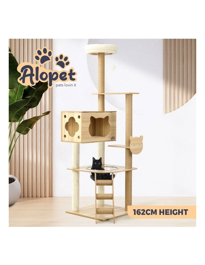 Alopet Cat Tree Scratching Post Scratcher Tower Wood Condo House Beds Furniture image 4