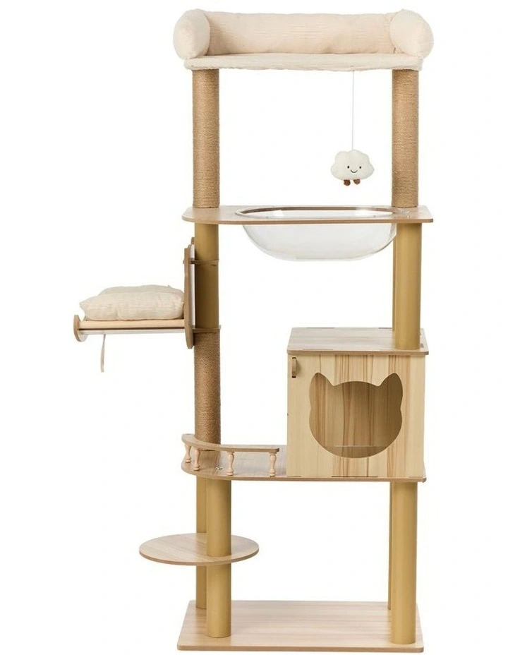 Alopet Cat Tree Tower Scratching Post Scratcher Cats Condo House Bed Wood 150cm image 2