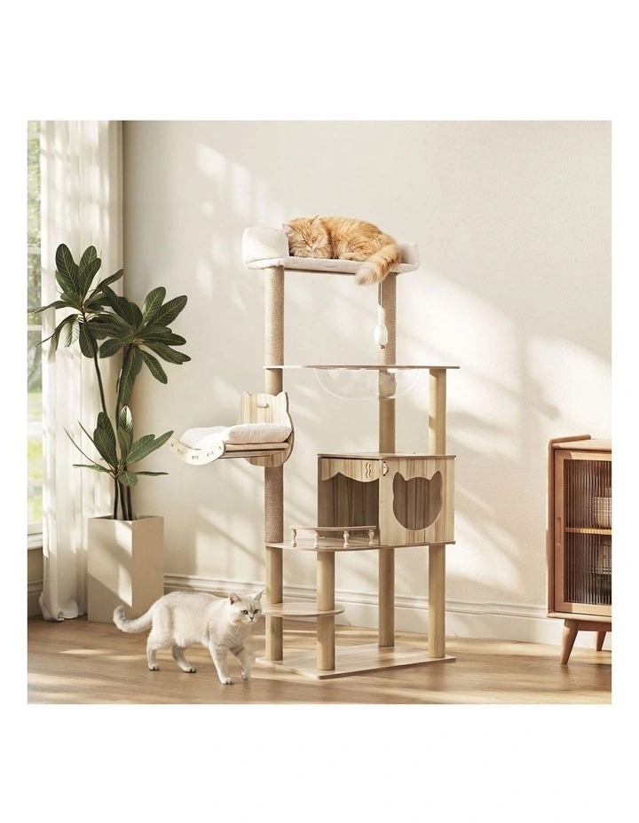 Alopet Cat Tree Tower Scratching Post Scratcher Cats Condo House Bed Wood 150cm image 4